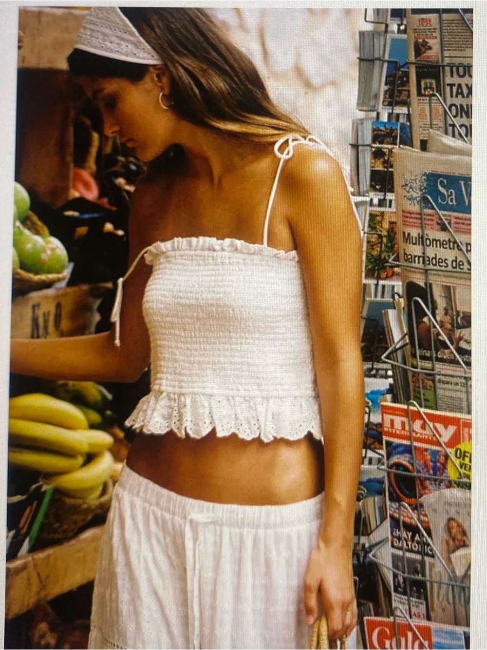 Ghanda White Boho Ruffle Camisole